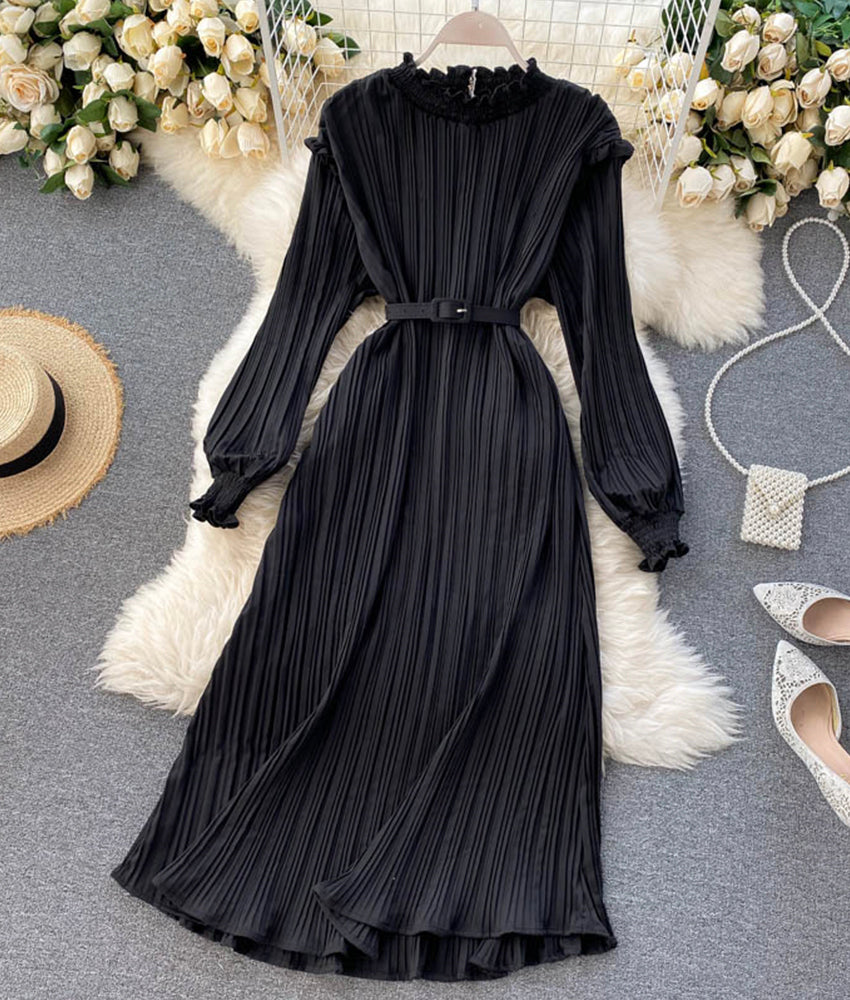 Simple A line long sleeve dress fashion dress  901