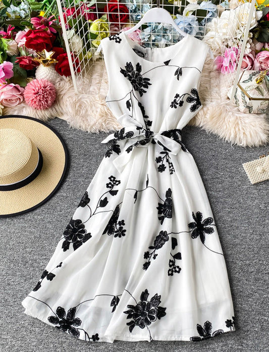 A-Linie Blumen kurzes Kleid Sommerkleid 1163