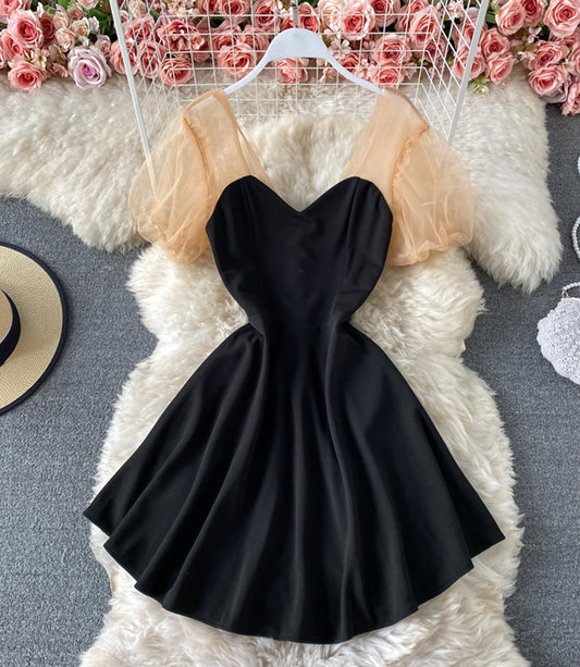 Cute A line black dress  870