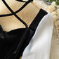 Black velvet and white dress long sleeve dress  905