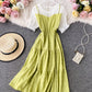 Cute A line round neck stitching dress summer dress  1230