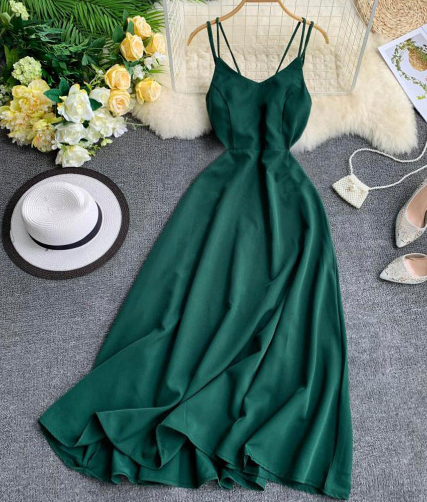 Simple A line v neck dress fashion dress  888