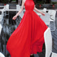 Red chiffon long dress women's dress  1190