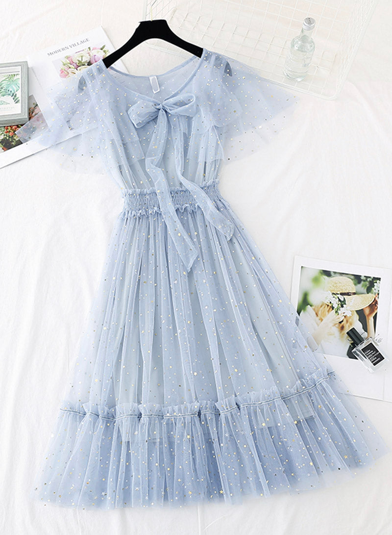 Cute tulle sequins short dress summer dress  1137