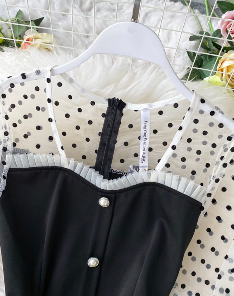 Black A line long sleeve dress fashion dress  1071