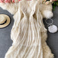 Elegant v neck lace long sleeve dress  966
