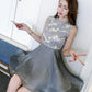 Gray tulle lace short dress fashion dress  1076