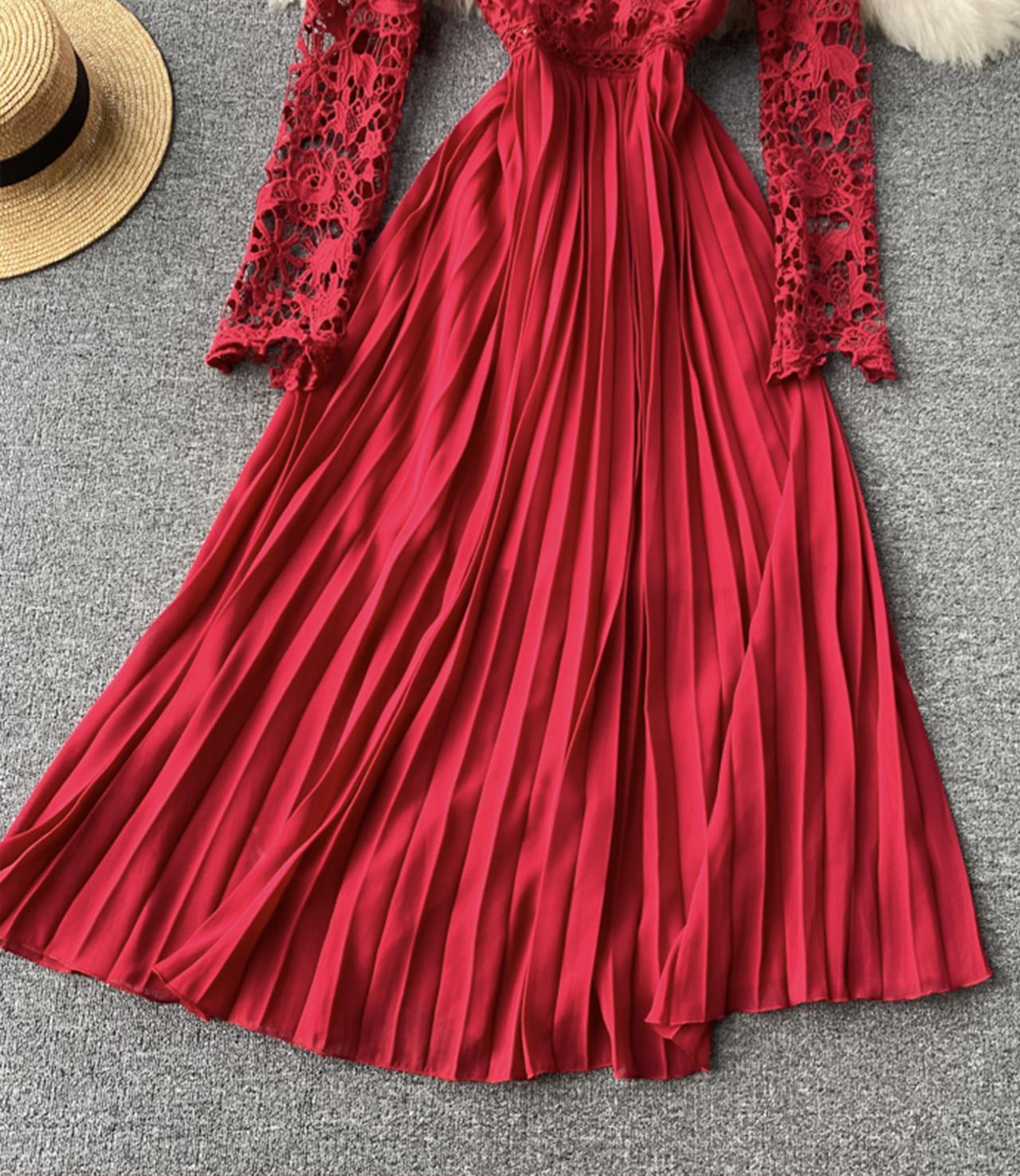 Stylish long sleeve lace dress  768