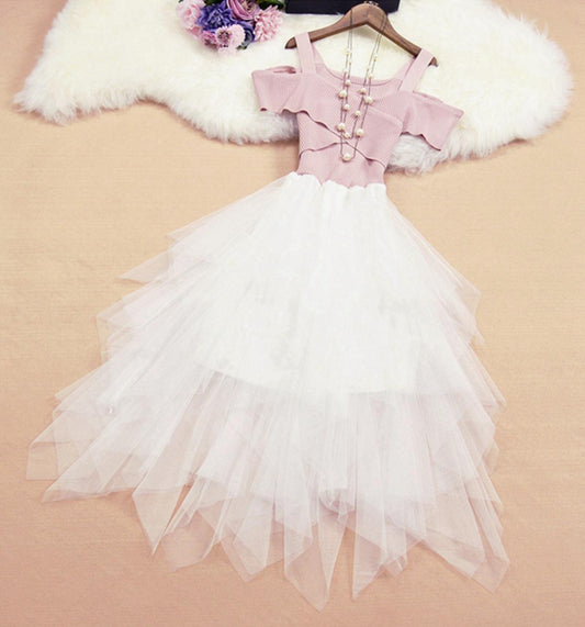 Cute tulle off shoulder dress fashion dress  725
