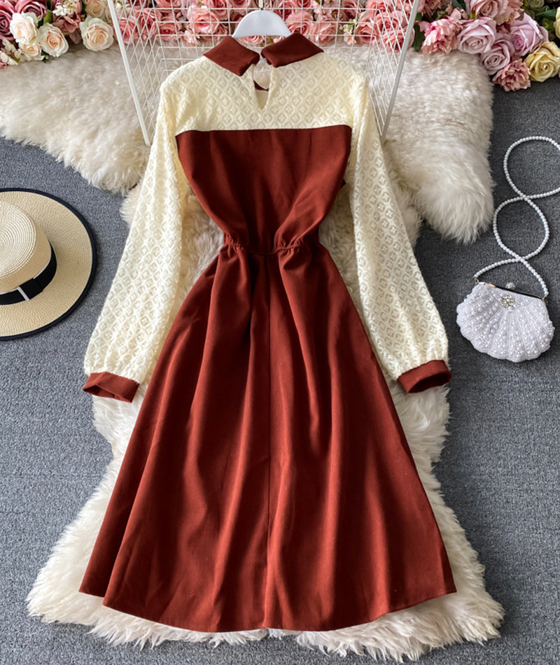 Cute A line long sleeve dress fashion dress  928