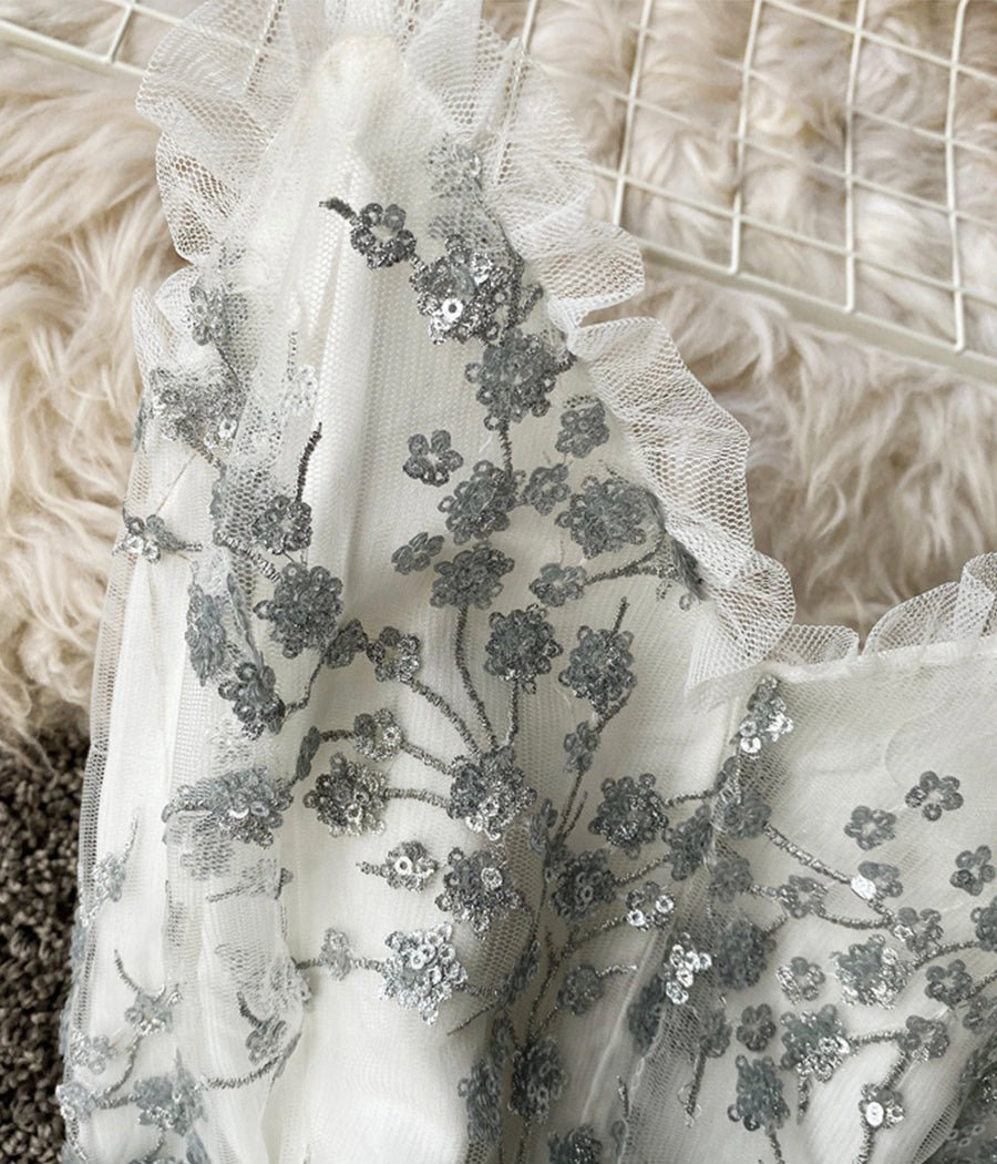 Fashion dress A line v neck tulle sequins dress summer dress  1242