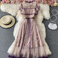 Cute A line dress purple lace dress  823