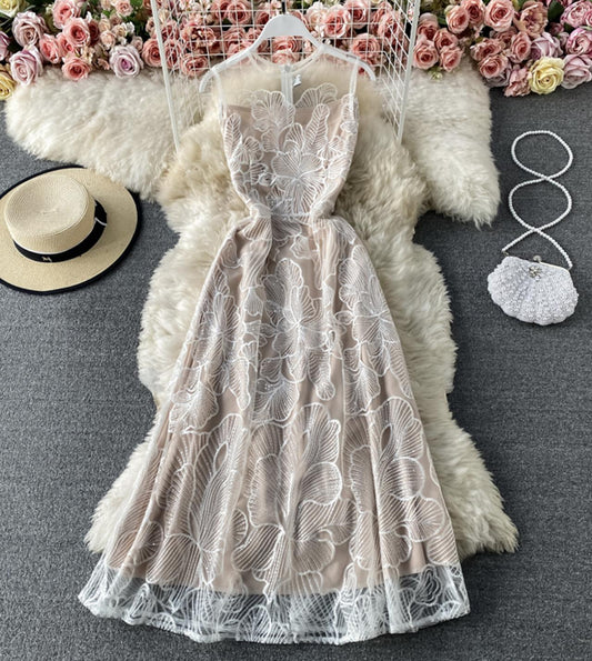 Cute lace long A line dress fashion dress  802