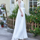 White chiffon long dress women's dress  1189