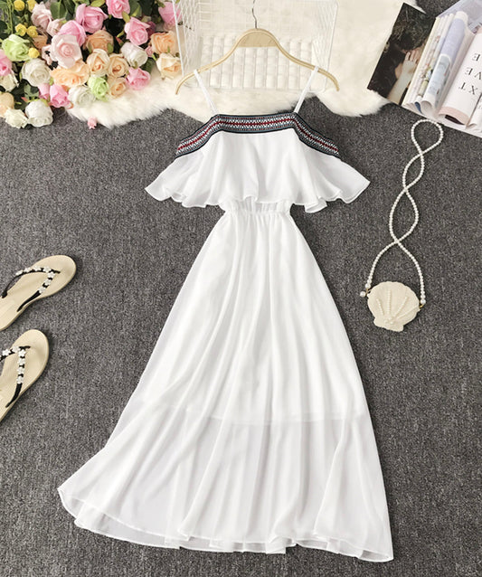 Cute A line soft chiffon dress summer dress  1115