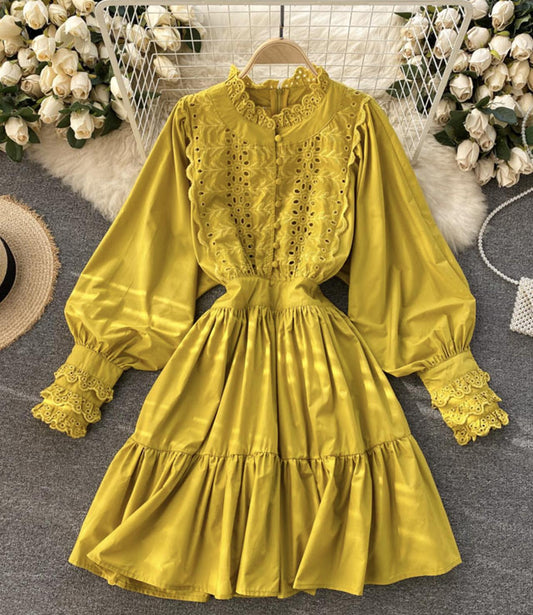 Cute A line long sleeve dress fashion dress  736