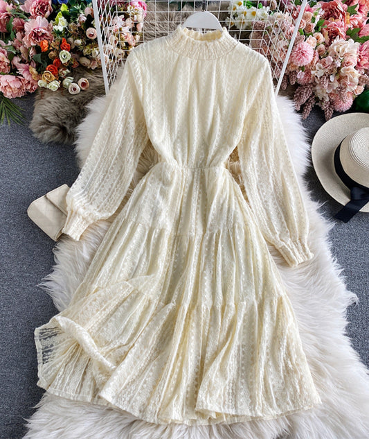 Cute lace long sleeve dress lace dress  974