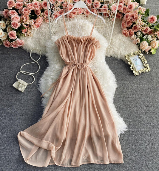 Cute pink chiffon short dress fashion dress  723