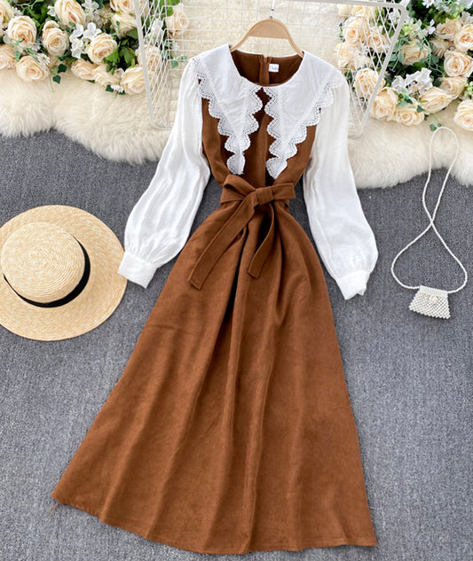Cute A line long sleeve dress fashion dress  927