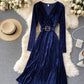 A line velvet dress long sleeve dress  912