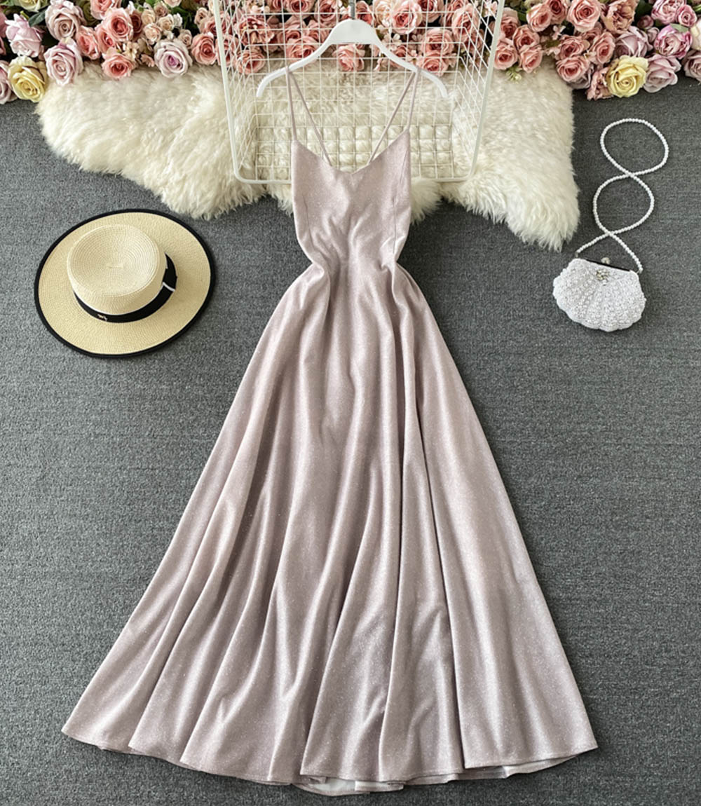 Glänzendes kurzes Kleid mit V-Ausschnitt Modekleid 861
