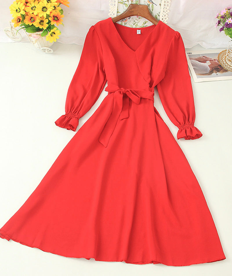 A-Linie V-Ausschnitt Chiffon kurzes Kleid Modekleid 1006