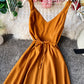 Einfaches A-Linien-Kleid mit V-Ausschnitt, Damenkleid 1224