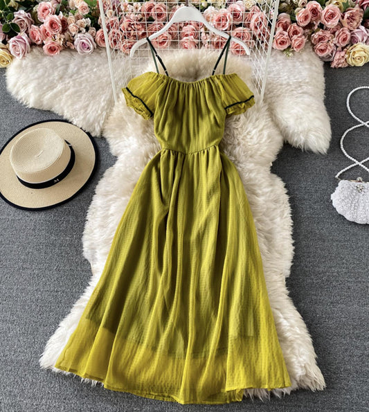 Green tulle short dress fashion dress  775