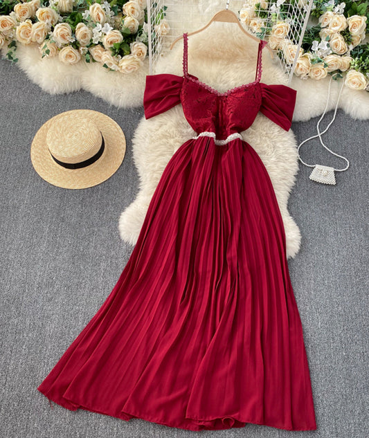 Stylish lace off shoulder dress  918