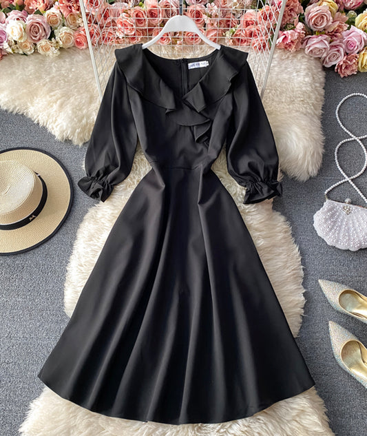 Cute A line v neck dress fashion dress  948