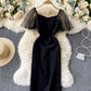 Simple black short dress fashion dress  835