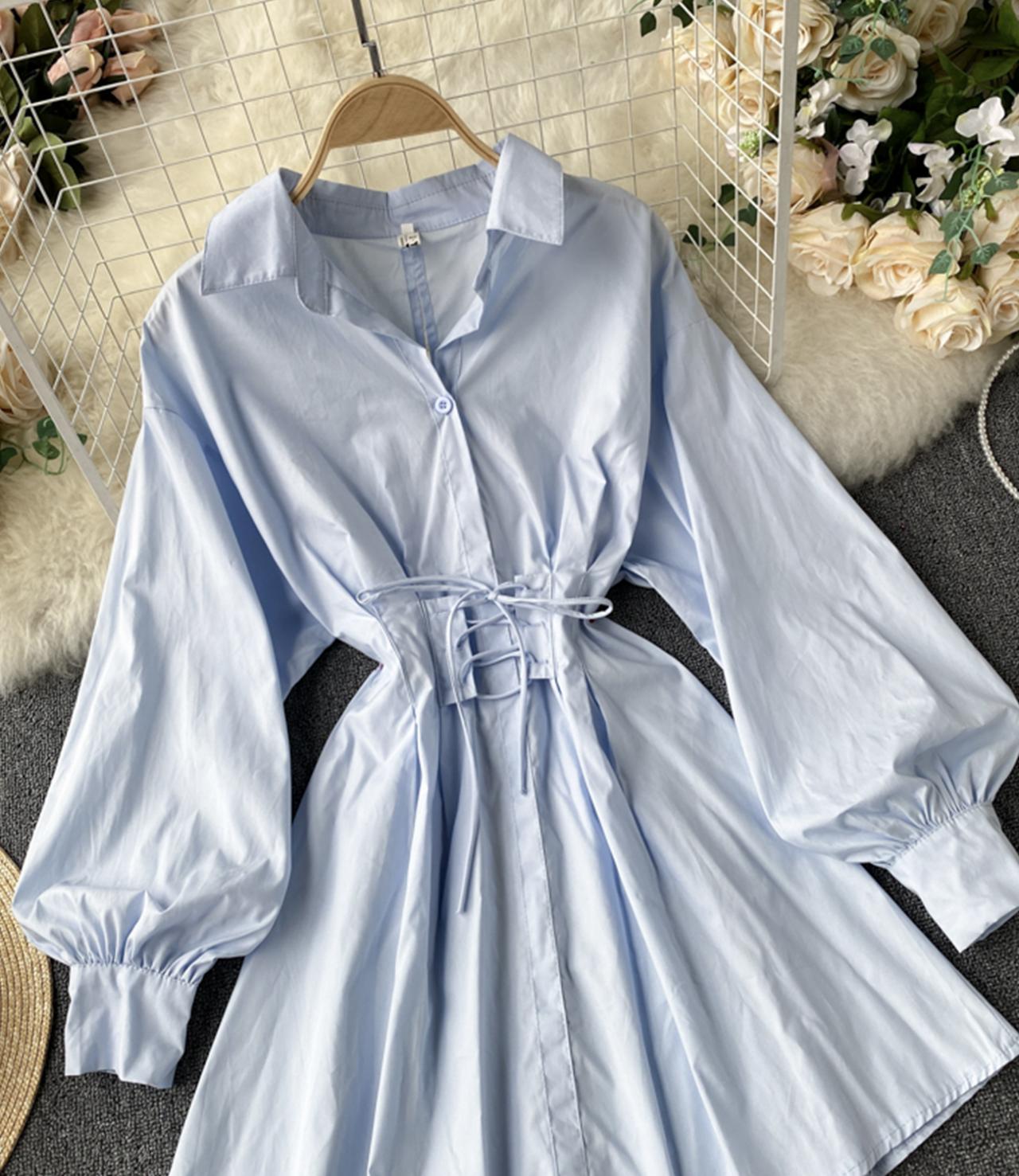 A line lace-up halter shirt dress fashion dress  730