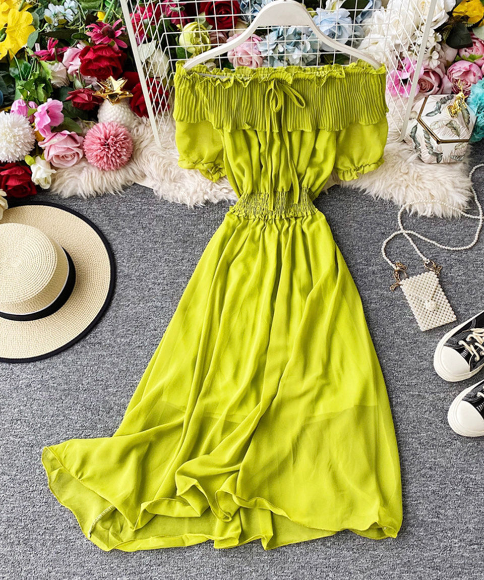 Cute chiffon strapless summer dress fashion dress  1114