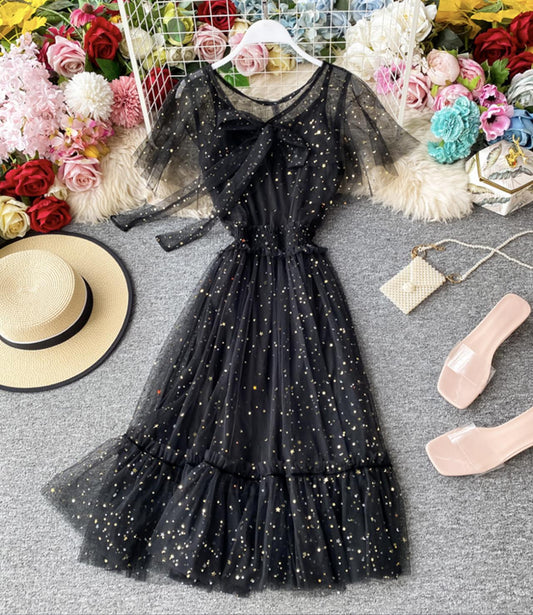 Cute tulle sequins short dress fashion dress  735