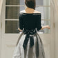 Süßes schwarzes und graues kurzes Kleid Mode Mädchenkleid 1007