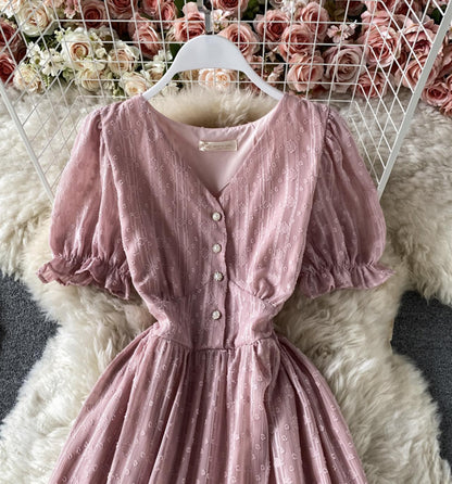 Süßes A-Linie V-Ausschnitt kurzes Kleid Modekleid 698
