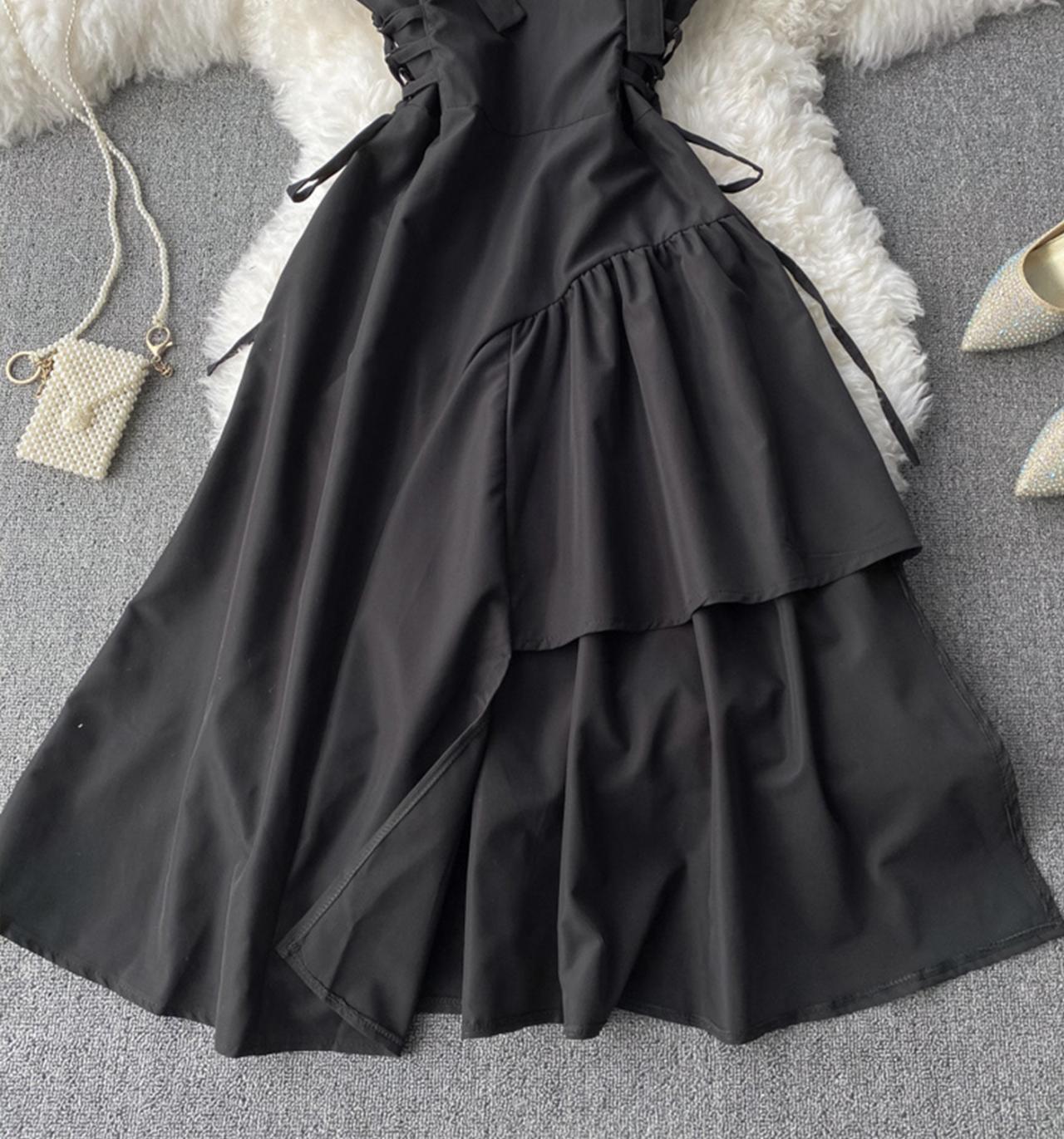 Black A line dress fashion dress  726