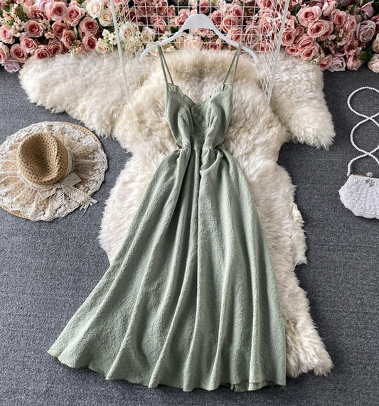 A line v neck short dress fashion dress  728