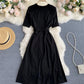 Black A line short dress fashion dress  729