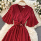 A line v neck chiffon dress fashion dress  697