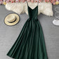 Einfaches A-Linien-Kleid mit V-Ausschnitt, modisches Kleid 739