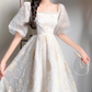 Süßes Kleid mit Puffärmeln A-Linie Modekleid 597