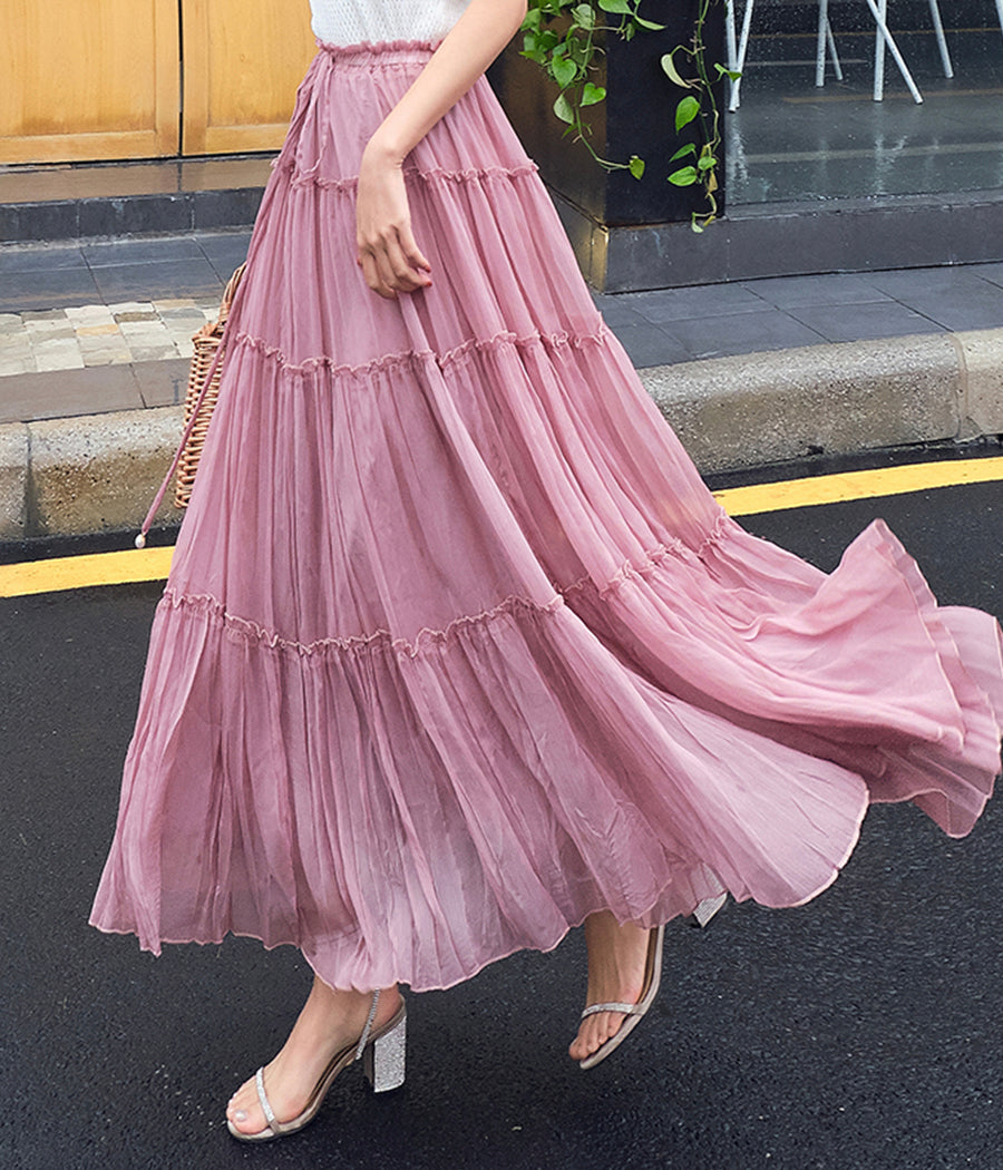 Jupe en mousseline de soie douce pour femme 3507