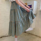 Green plaid skirt A line skirt  3494