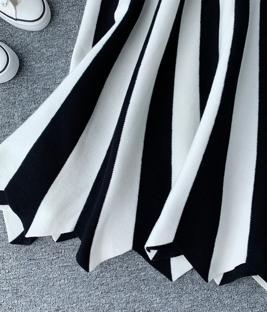 Jupe à rayures en ligne A, jupe tricotée de haute qualité 3511