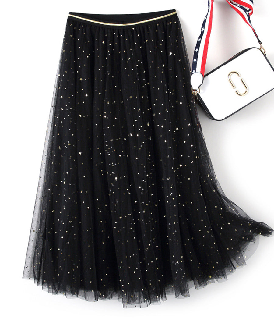 Cute sequins tulle skirt  3513