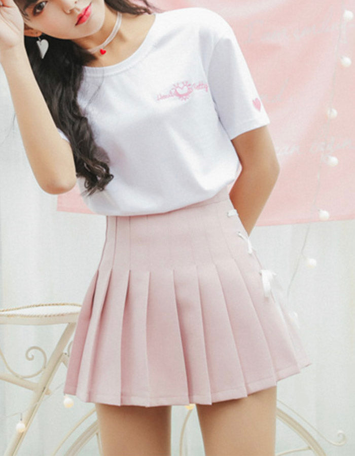 Cute side bow pleated skirt  3500