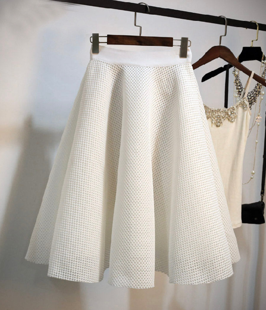 Jupe trapèze élégante blanche/noire 3505