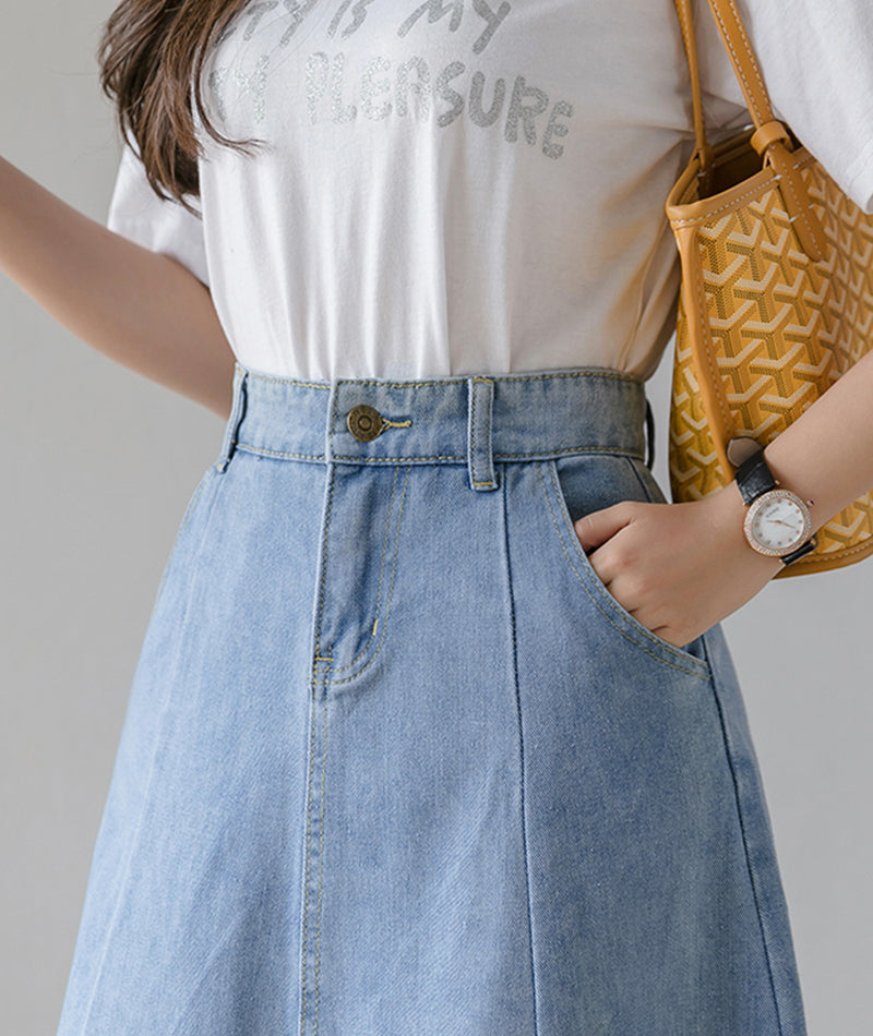 Jupe en jean simple coupe A 3485