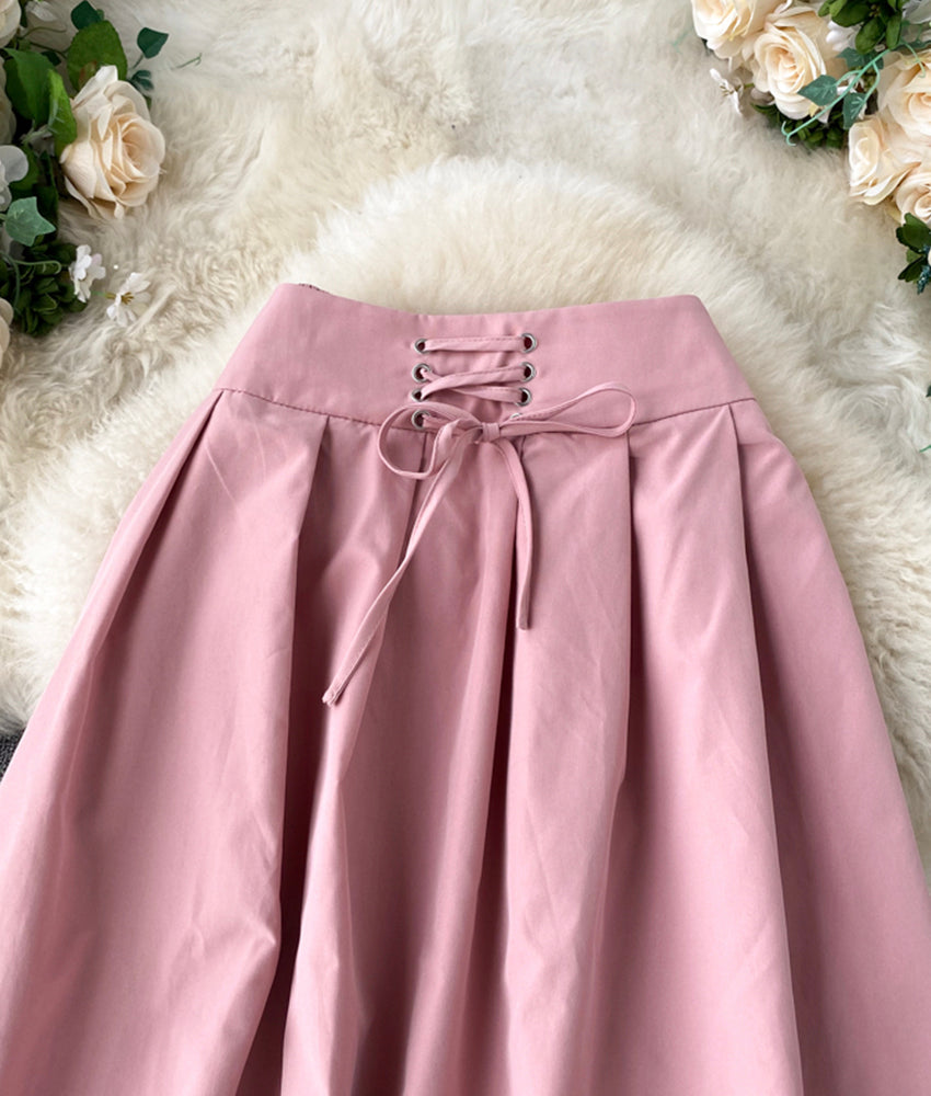 Jupe trapèze rose mignonne 3459